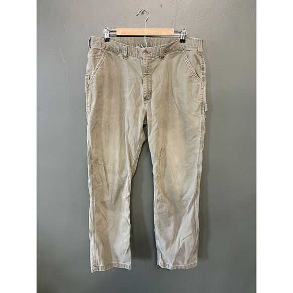 Carhartt Mens Green Carpenter Pants Straight Leg Size 38 x 32 - Picture 1 of 3